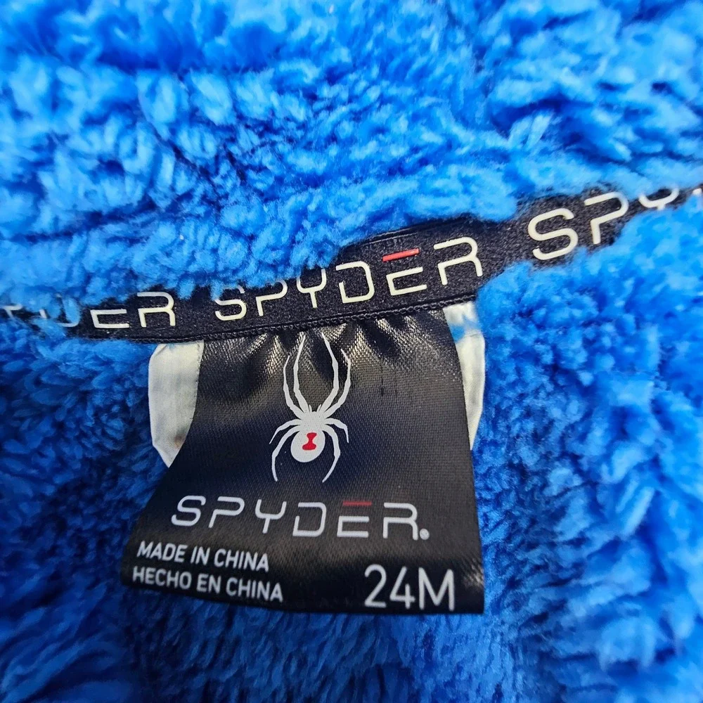 Spyder Puffer Bunting 24M White Blue Mountain Ski Scene Gorpcore Snowsuit